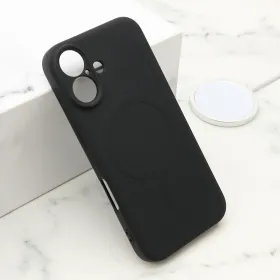 Futrola - maska VELVET TOUCH MagSafe za iPhone 16 (6.1) crna (MS).