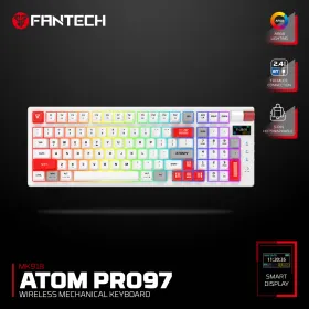 Tastatura Mehanicka Gaming Fantech MK918 RGB Atom PRO97 Wireless bela (Red switch).