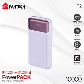 Power bank Prenosiva baterija Fantech T2 10000mAh QC, PD, 22.5W ljubicasti.