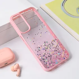 Futrola - maska Frame Glitter za Samsung A256B Galaxy A25 roze.