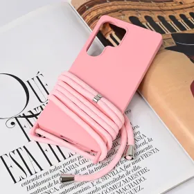 Futrola - maska Crossbody za Samsung S938 Galaxy S25 Ultra roze.