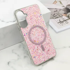 Futrola - maska GLAM GLOW MagSafe za Samsung A366 Galaxy A36 5G roze (MS).