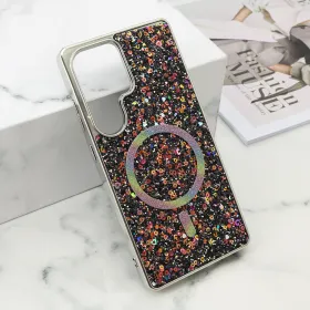 Futrola - maska GLAM GLOW MagSafe za Samsung S938 Galaxy S25 Ultra 5G crna (MS).