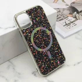 Futrola - maska GLAM GLOW MagSafe za iPhone 11 (6.1) crna (MS).