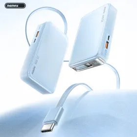 Power bank prenosiva baterija Remax FCP-25 Fast Charging 22.5W(teleskopski kabl) Type-C 10000mAh plavi.