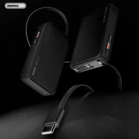 Power bank prenosiva baterija Remax FCP-25 Fast Charging 22.5W(teleskopski kabl) Type-C 10000mAh crni.