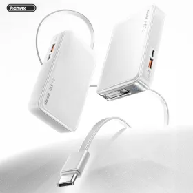 Power bank prenosiva baterija Remax FCP-25 Fast Charging 22.5W(teleskopski kabl) Type-C 10000mAh beli.