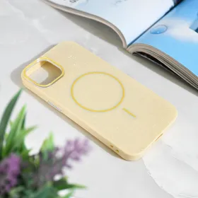 Futrola - maska Magsafe Sparkle Dust za iPhone 13/14 6.1 zuta.