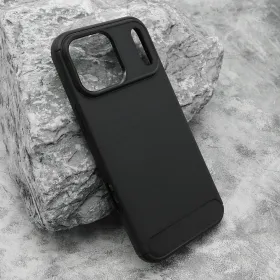 Silikonska futrola - maska BRUSHED za iPhone 17 Pro Max (6.9) crna (MS).