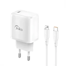 Kucni punjac KONFULON JK91+DC66 PD20W sa PD kablom Type C na iPhone lightning beli.