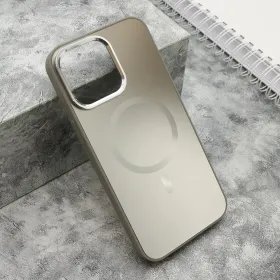 Futrola - maska COLOR METAL MagSafe za iPhone 15 Pro Max (6.7) srebrna (MS).