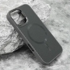 Futrola - maska CARBON MagSafe za iPhone 16 (6.1) siva (big camera) (MS).