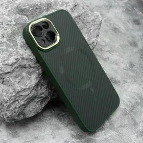 Futrola - maska CARBON MagSafe za iPhone 13 (6.1) zelena (small camera) (MS).