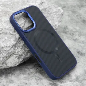 Futrola - maska CARBON MagSafe za iPhone 16 (6.1) plava (big camera) (MS).