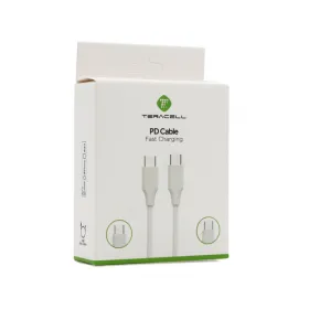 USB Data kabl Teracell Plus 45W PD Type C na Type C beli 2m.
