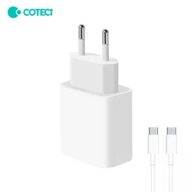 Kucni punjac Coteci CS5193 20W sa PD na lightning kablom beli.