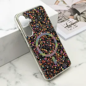 Futrola - maska GLAM GLOW MagSafe za Samsung A556 Galaxy A55 5G crna (MS).