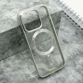 Futrola - maska providna ELEGANT MAGSAFE za iPhone 15 Pro (6.1) srebrna (MS).