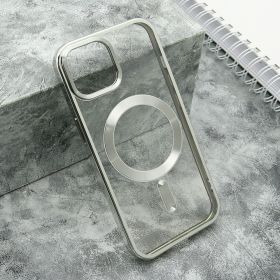 Futrola - maska providna ELEGANT MAGSAFE za iPhone 15 (6.1) srebrna (MS).