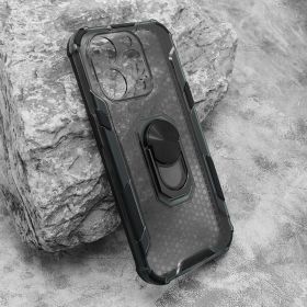 Futrola - maska DEFENDER RING providna za iPhone 15 Pro (6.1) crna (MS).