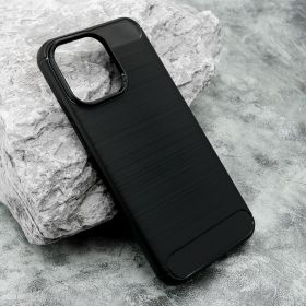 Silikonska futrola - maska BRUSHED za iPhone 15 Pro Max (6.7) crna (MS).