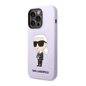 Silikonska futrola - maska Karl Lagerfeld NFT Ikonik Hard Case za iPhone 14 Pro ljubicasta Full Original (KLHCP14LSNIKBC) (MS).