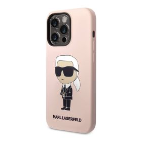Silikonska futrola - maska Karl Lagerfeld NFT Ikonik Hard Case za iPhone 14 Pro pink Full Original (KLHCP14LSNIKBC) (MS).