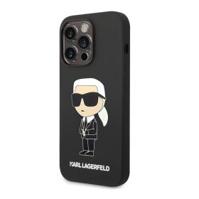 Silikonska futrola - maska Karl Lagerfeld NFT Ikonik Hard Case za iPhone 14 Pro crna Full Original (KLHCP14LSNIKBC) (MS).
