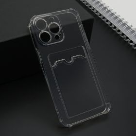 Futrola - maska Transparent CARD POCKET za iPhone 15 Pro Max (6.7) siva (MS).