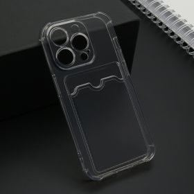 Futrola - maska Transparent CARD POCKET za iPhone 15 Pro (6.1) siva (MS).