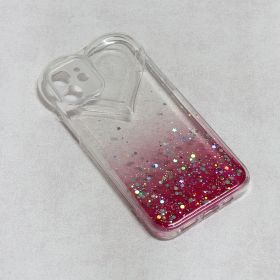 Futrola - maska Heart Glitter za iPhone 12 6.1 pink.