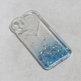 Futrola - maska Heart Glitter za iPhone 12 6.1 plava.