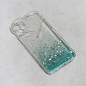 Futrola - maska Heart Glitter za iPhone 12 6.1 mint.