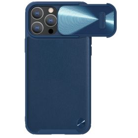 Futrola - maska Nillkin CamShield Leather S za iPhone 14 Pro 6.1 plava.