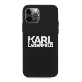 Futrola - maska Karl Lagerfeld Hc Silikone Stack Logo za iPhone 12 Pro Max 6.7 crna (KLHCP12LSLKLRBK).