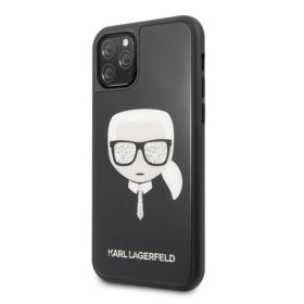 Futrola - maska Karl Lagerfeld Double Layers Glitter za iPhone 11 Pro Max 6.5 crna ( KLHCN65DLHBK).