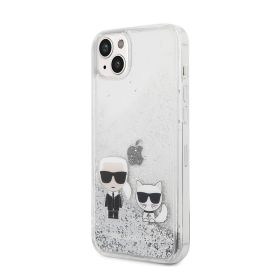 Futrola - maska Karl Lagerfeld Hc Liquid Glitter Karl&Choupette za iPhone 14 Plus 6.7 srebrna(KLHCP14MGKCS).
