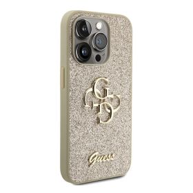 Futrola - maska Guess Hc Fixed Glitter 4G Big Metal Logo za iPhone 15 Pro 6.1 zlatna (GUHCP15LHG4SGD).