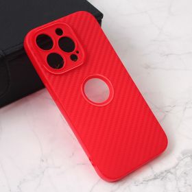 Futrola - maska Carbon Stripe za iPhone 15 Pro 6.1 crvena.
