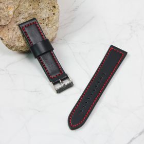 Narukvica elegant kozna za smart watch 22mm crno crvena.