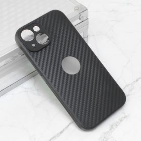 Futrola - maska Carbon fiber za iPhone 15 6.1 crna (sa otvorom za logo).
