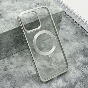 Futrola - maska providna ELEGANT MAGSAFE za iPhone 15 Pro Max (6.7) srebrna (MS).