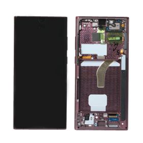 LCD ekran / displej za Samsung S908 Galaxy S22 Ultra 5G + touchscreen + frame Burgundy Purple Service Pack Original/GH82-27488B.
