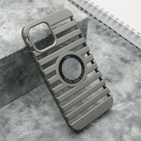 Futrola - maska LINES LOGO CUT za iPhone 12/12 Pro (6.1) siva (MS).