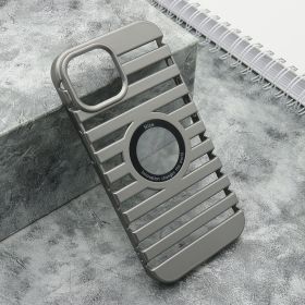 Futrola - maska LINES LOGO CUT za iPhone 15 (6.1) siva (MS).