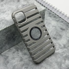 Futrola - maska LINES LOGO CUT za iPhone 11 (6.1) siva (MS).