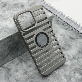 Futrola - maska LINES LOGO CUT za iPhone 14 Pro Max (6.7) siva (MS).