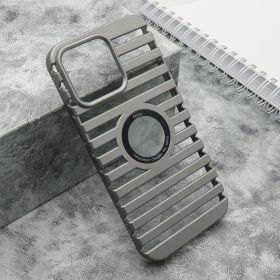 Futrola - maska LINES LOGO CUT za iPhone 15 Pro Max (6.7) siva (MS).