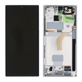 LCD ekran / displej za Samsung S908/Galaxy S22 Ultra 5G + touchscreen + frame Phantom White Service Pack Original/GH82-27488C.