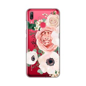 Silikonska futrola - maska print Skin za Huawei Y7 2019/Y7Prime 2019 Luxury Pink Flowers.